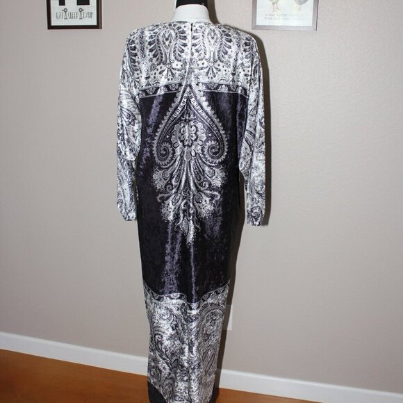 Ruth Norman for Saks Womens Blue Velour Maxi Dress Vintage Size Small Oversized - Picture 3 of 11